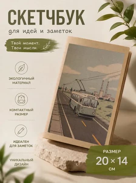 Тетрадь скетчбук Троллейбус
