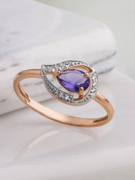 Ювелирное кольцо серебро 925 585 с камнем