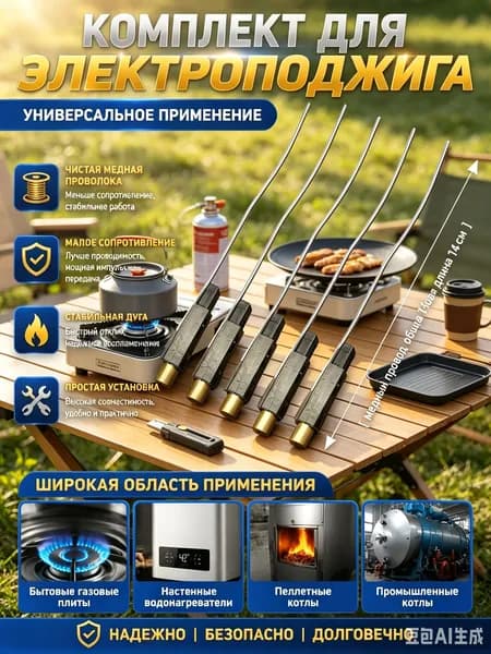 Комплект элементов поджига газовой горелки, медный провод снижает сопротивление тока 1pc