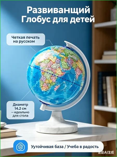 Глобус политический настольный, 14.2см-обучающий-детский-сувенирный, для школы и офиса