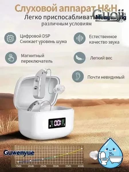 xiaomi Слуховой аппарат для пожилых людей с зарядными устройствами усилитель звука, Серебро