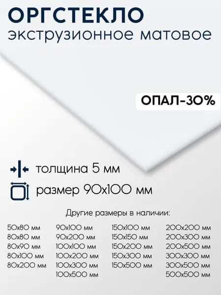 Оргстекло (Акрил) экструзионное матовое лист толщина 5 мм 5x90x100 мм