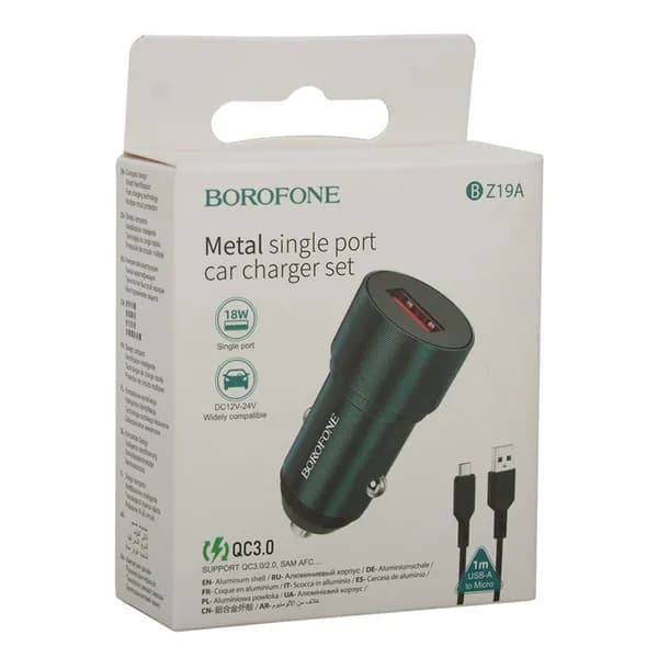 АЗУ Micro USB 1 USB выход 18W Quick Charge BOROFONE BZ19A (синий)