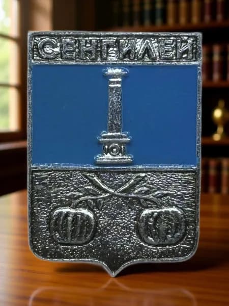 Знак СССР. Герб города Сенгилей. Ульяновская область, Симбирская губерния. Геральдика. Алюминий. На булавке. Советский значок