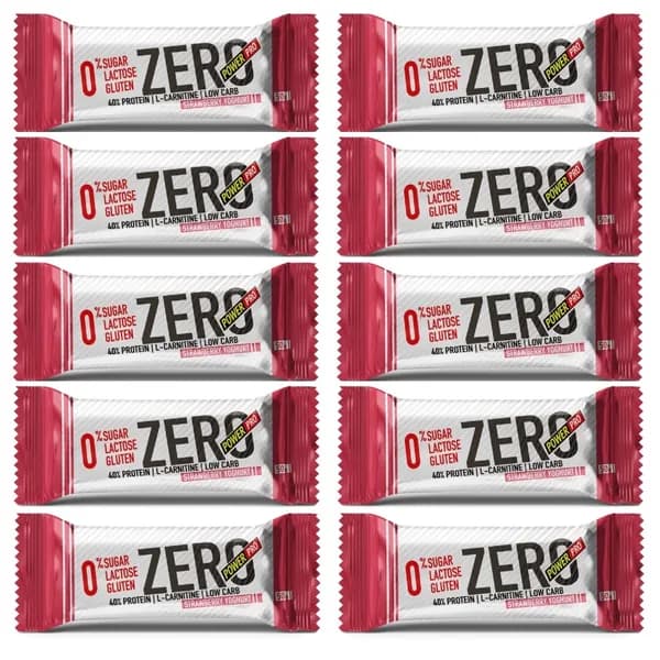 Протеиновый батончик 40% ZERO 10 шт 50 гр (Power Pro). Вкус: Клубничный йогурт