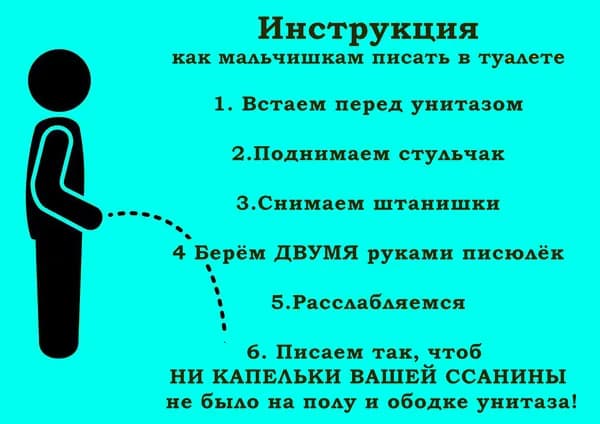 Плакат ""Инструкция как писать в туалете", Формат _А3", 42х29.7 см