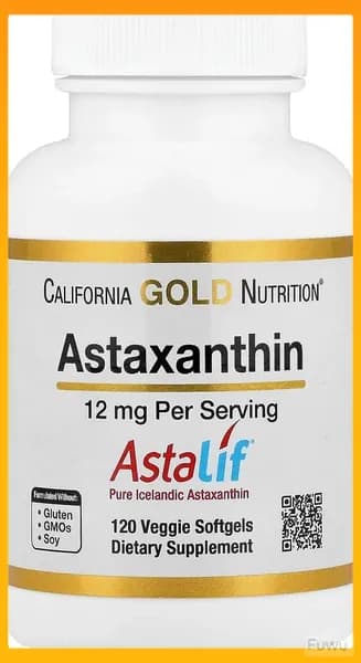 California Gold Nutrition Астаксантин, Антиоксидантный каротиноид, Асталиф Чистый Исландский