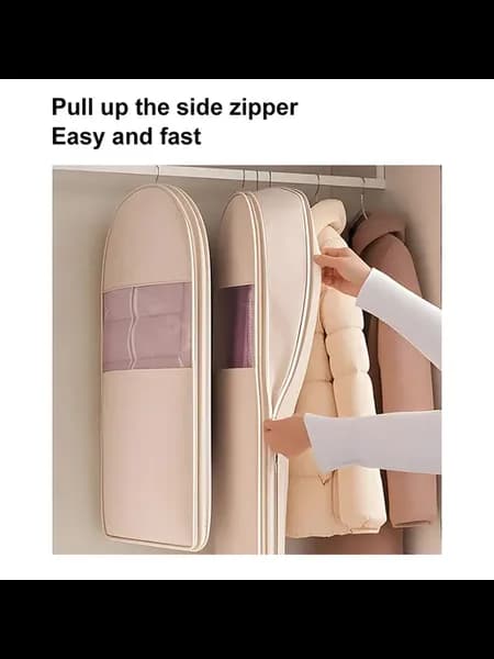 Мешок для одежды с zipper-слипом, самосжимаемый, L, розовый