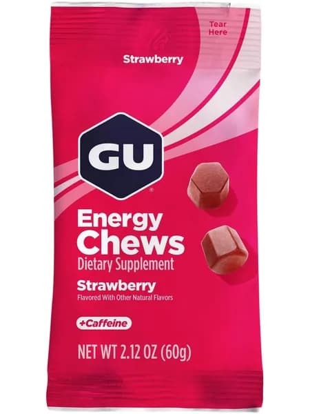Конфеты жевательные GU Energy Chews (с кофеином) Клубника, 1шт х60гр