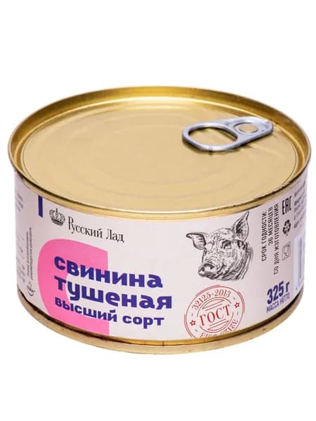 Свинина тушеная Высший сорт ГОСТ, 325 г, Русский лад