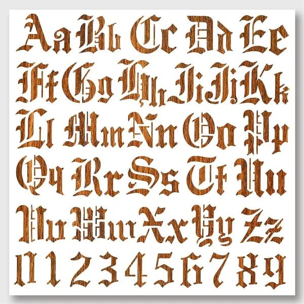 1 шт. трафарет с готической буквой алфавита и цифрами 11,81 x 11,81 дюйма, шаблон для рисования с отверстием, многоразовый трафарет для творчества и рукоделия