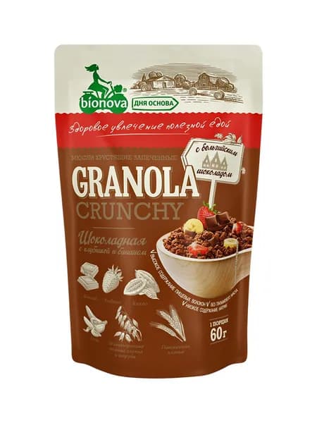 Гранола Bionova Crunchy запеченная шоколадная, 400 гр