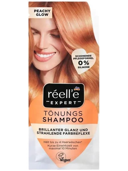 reelle EXPERT Тонирующий шампунь Peachy Glow Персиковый оттенок - быстрый эффект, держится до 4 применений, 25 мл