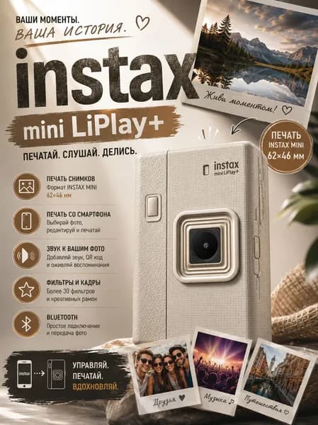 Instax Mini LiPlay Plus Hybrid фотоаппарат моментальной печати