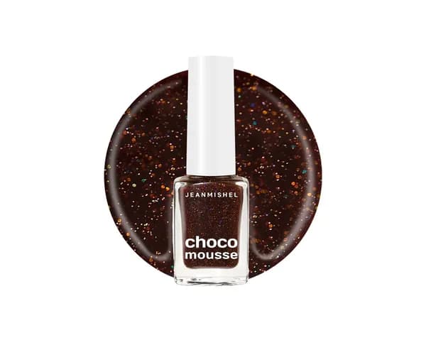 Лак для ногтей Jeanmishel Шоко Мусс (Choco mousse), тон: 474 брауни блестки, 6мл