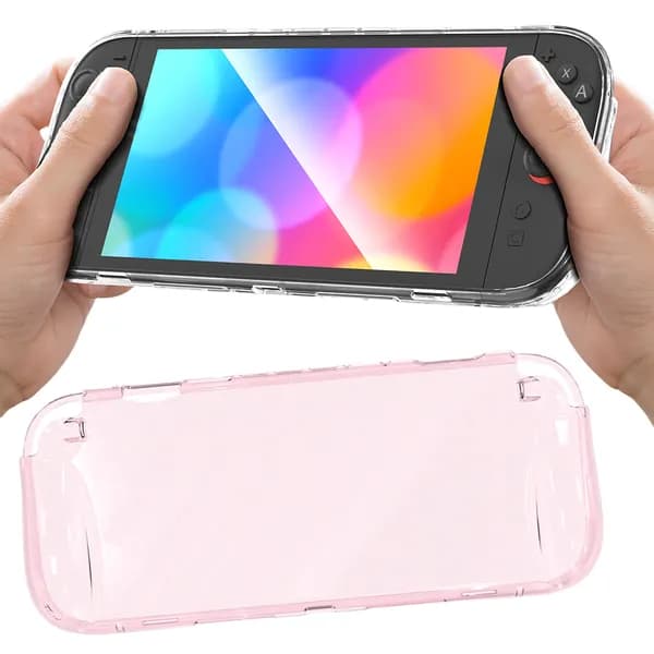 Чехол для Nintendo Switch 2 прозрачный розовый из ТПУ