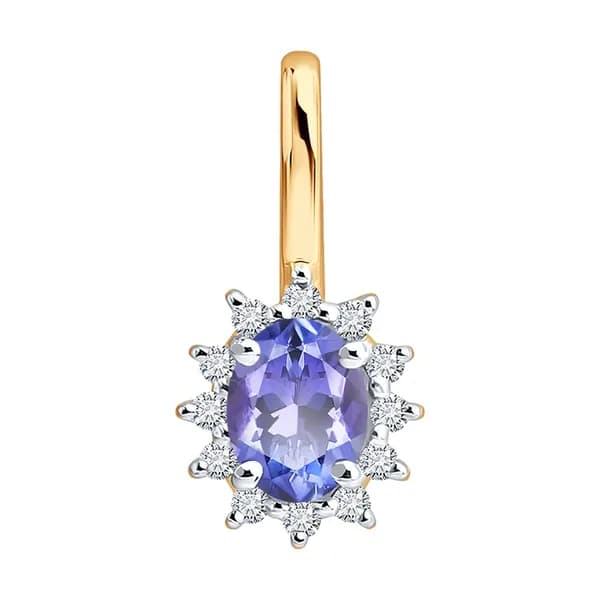 Diamant, Подвеска (кулон) из золота с бриллиантами и танзанитом, 51-230-03017-1, декоративные, украшение из красного золота 585 пробы