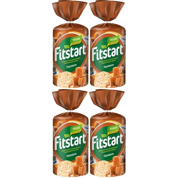 Хлебцы рисовые Fitstart Карамель с пророщенными зернами 100 г, набор: 4 штуки
