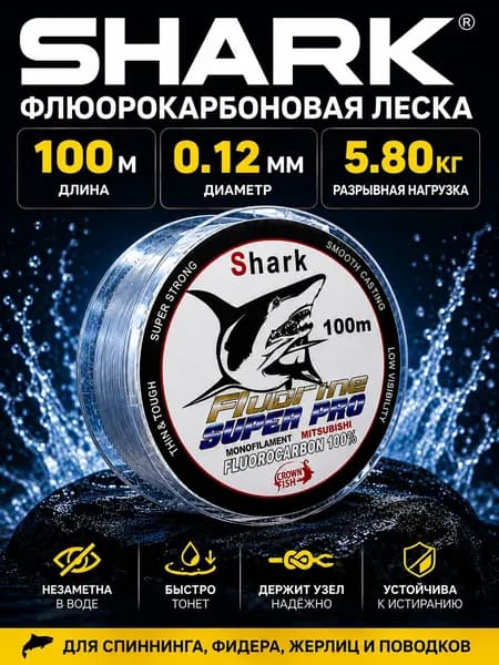 Флюорокарбоновая леска для рыбалки, размотка: 100 м, толщина: 0.12 мм