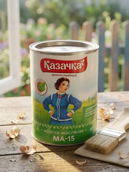 Казачка, Краска, масляная, универсальная, глянцевая, синяя, 0.9 кг, МА-15