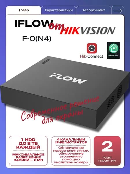 Видеорегистратор сетевой IP 4-канальный NVR F-0(N4) 1U, H.265+, до 6 Мп, SATA до 6 ТБ
