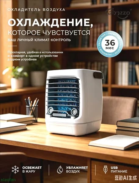 Охладитель воздуха портативный 3 в 1: вентилятор, увлажнитель, очистка тихий