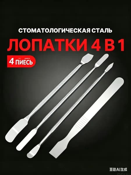 шпатель стоматологический,для цемента, двухсторонний,нержавеющая сталь,4 штук