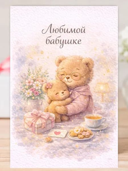 Открытка "Любимой бабушке" акварельная, с конвертом, 10х15 MiloCards