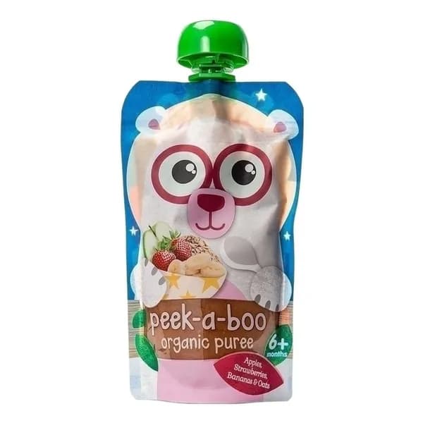 Пюре Peek-a-boo из яблок, клубники, бананов, овса 113 г