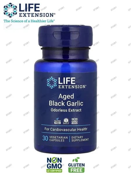 Life Extension, Старый черный чеснок, 30 вегетарианских капсул (500 мг в капсуле)