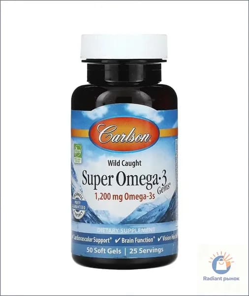 Carlson, Super omega-3, Супер омега-3, 600мг, 50 капсул