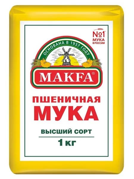 Мука Makfa высший сорт, 1кг x 1 шт