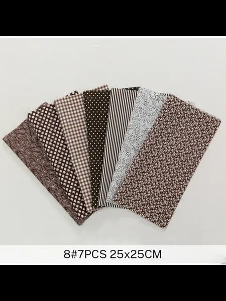 Хлопковые ткани для пэчворка, 7 шт, 25x25 см, Коричневый, Цв