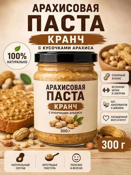 Арахисовая паста КРАНЧ с кусочками арахиса 300г
