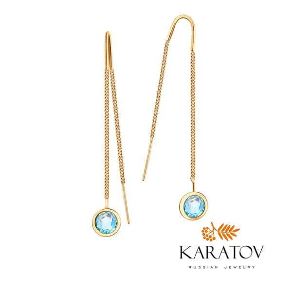 Серьги женские золотые 585 пробы с топазами, KARATOV