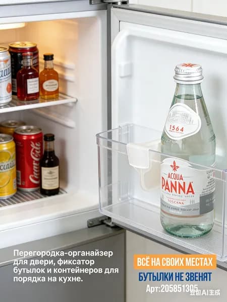 Полка для холодильника,Разделитель для полок в холодильник прозрачный, набор 10 шт. Перегородка-органайзер для двери, фиксатор бутылок и контейнеров для порядка на кухне.