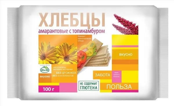 Хлебцы амарантовые Ешь здорово с топинамбуром, 100г