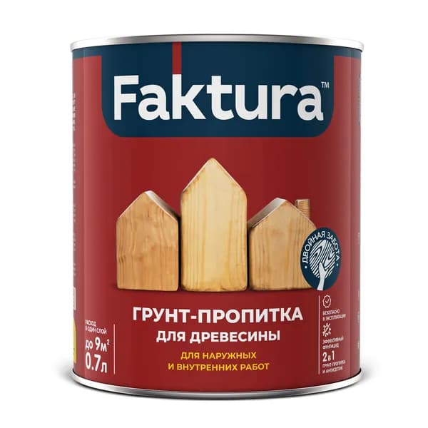 Пропитка грунт антисептик для дерева faktura 0,7 л на органической основе от грибка, плесени и синевы, защита от биопоражения, для внутренней/наружной обработки, под покраску