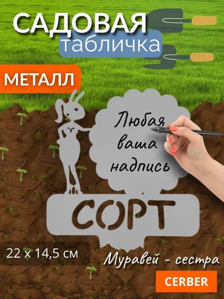 Садовая фигурка металлическая, табличка для рассады, грядок. "СОРТ СЕСТРА"