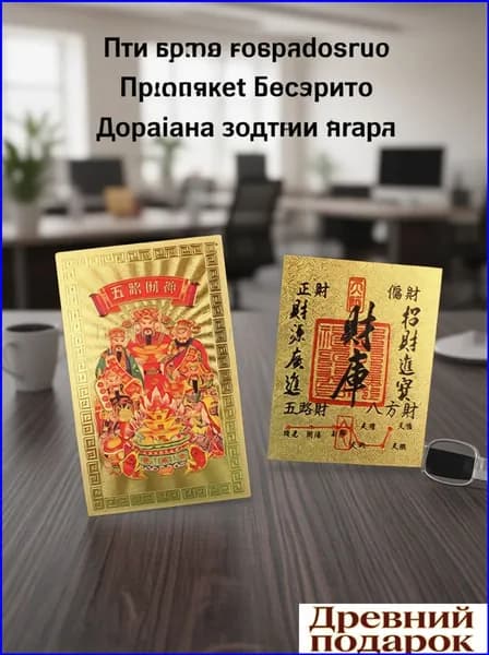 Золотая карта Пять Богов Богатства талисман привлечения богатства Фэн-шуй