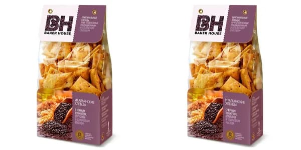 Baker House Хлебцы Итальянские с кунжутом и отрубями, 250 г, 2 уп