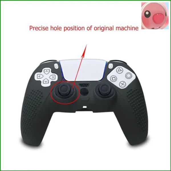 Силиконовый чехол для геймпада PS5 чёрный с противоскользящими вставками