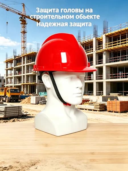 Каска защитная строительная,красный,1 шт