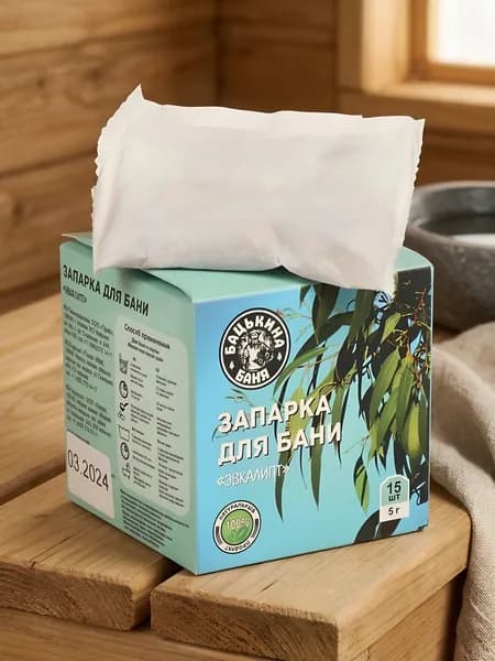 Запарка для бани Бацькина Баня Эвкалипт, 15 фильтр-пакетов по 5 г, 21035