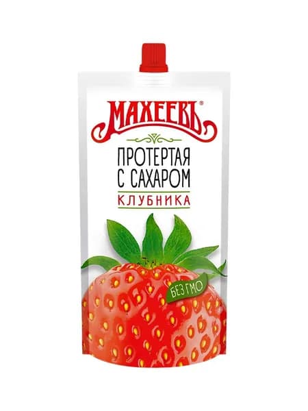 Клубника Махеевъ протертая с сахаром, 300 гр