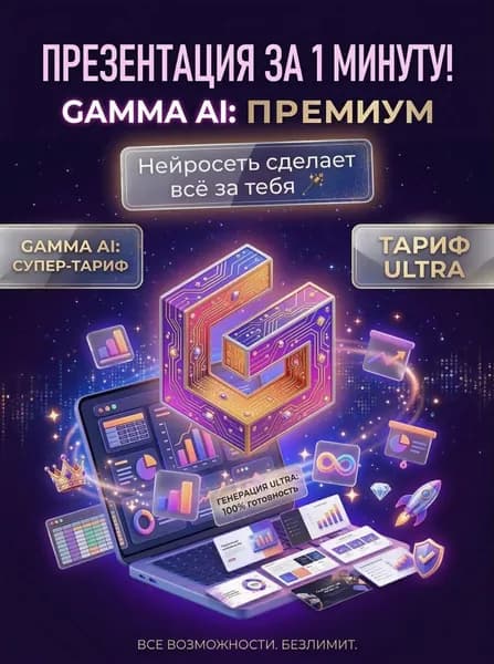 Подписка Gamma Ai ULTRA 1 месяц - активация официальной подписки гамма аэй про 1 месяц