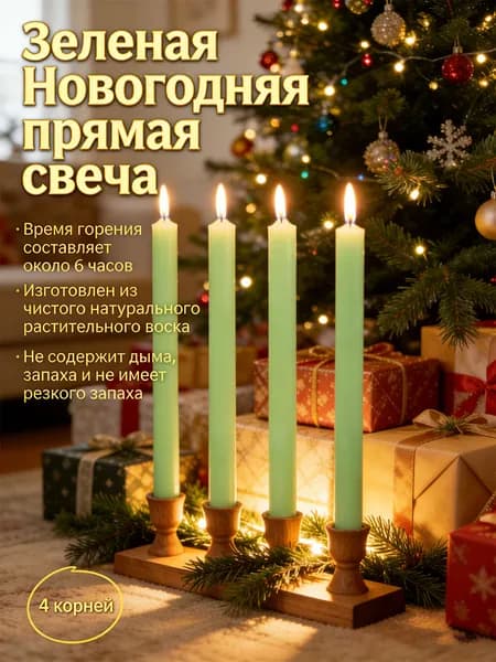 Свечи церковные "Без отдушки", 25 см х 2.5 см, 4 шт