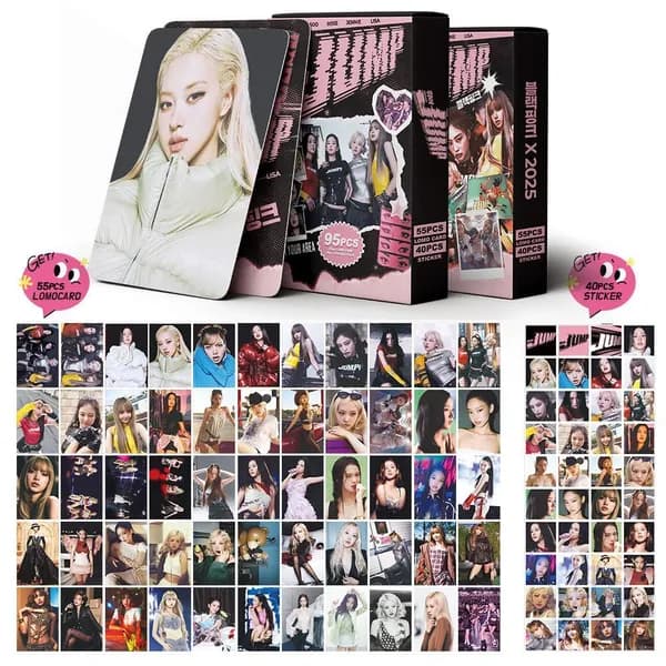 K-POP BLACKPINK карты и наклейки 55 шт. BLACKPINK альбом JUMP карточки + 40 шт. Блэкпинк альбом JUMP наклеек Набор