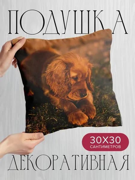 Подушка декоративная, 30x30см Животные английский