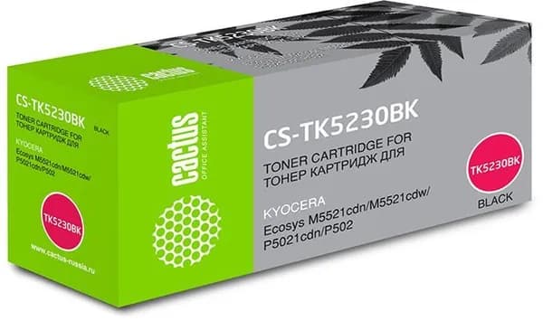 Картридж лазерный Cactus CS-TK5230BK, черный, 2600 страниц, совместимый, для Kyocera Ecosys M5521cdn/ M5521cdw
